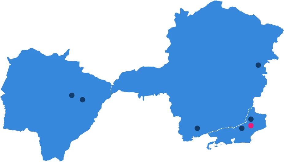 No mapa a Usina PCH São Sebastião do Alto